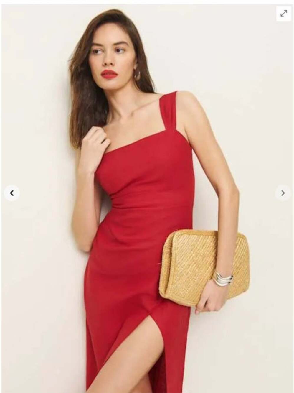 Reformation Clement Dress in Red Linen Sz 8